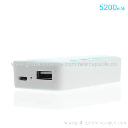 Colorful Designed Power Bank, 5,200mAh Capacity, 5V DC/0.8A Input